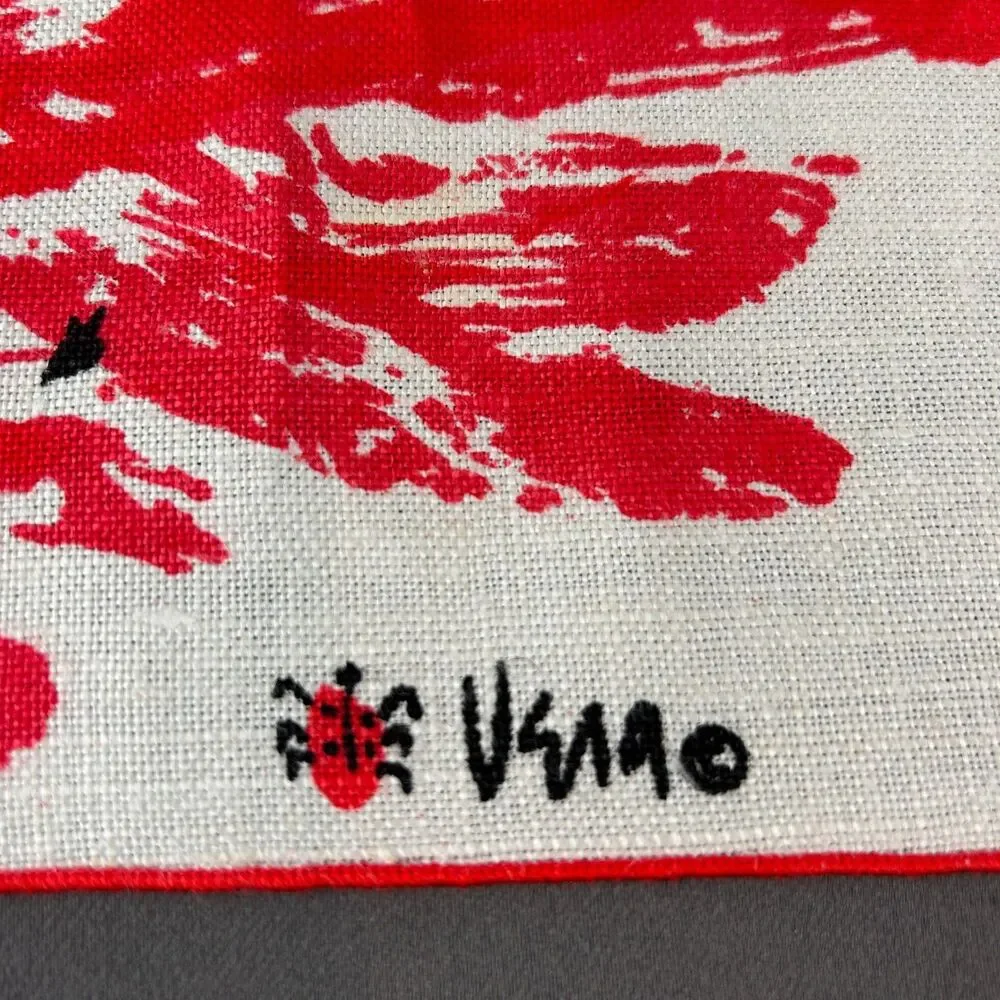 Vintage Vera Neumann Large Red Flower Linen Placemat Set of 4